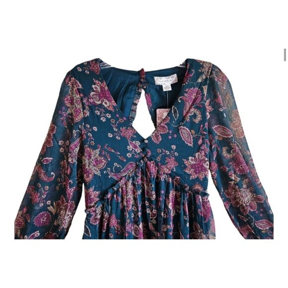 Band of the Free NWT Run the World Pine Paisley Empire Waist Midi Dress Sz S Wom - Picture 13 of 14